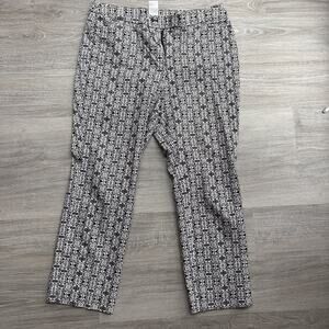 Chico's Women's Pants 1.5R Black White Geometric Print Straight Leg